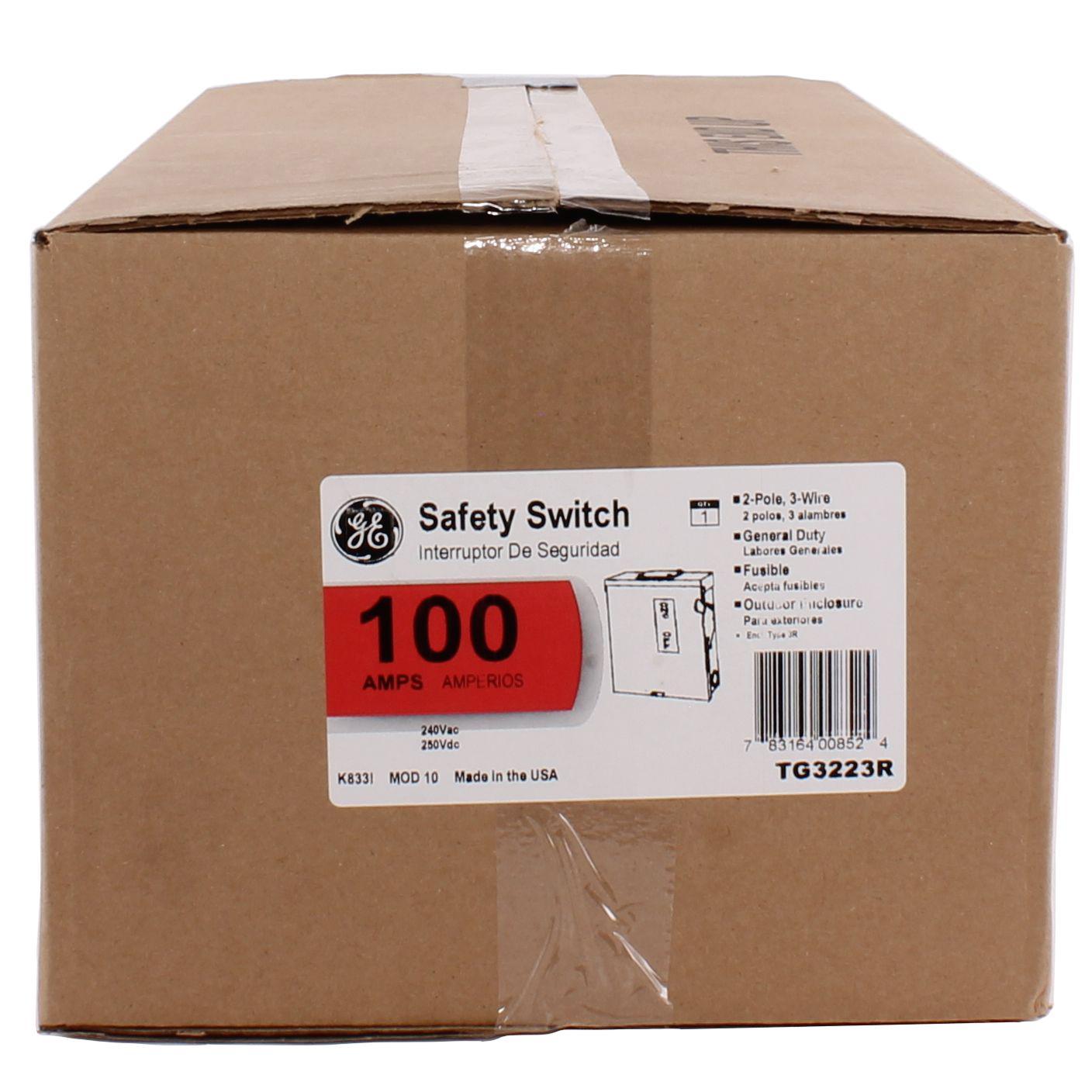 TG3223R GE 100A-240V-2-FUSE N3R SAFETY SWITCH, W/NEUTRAL