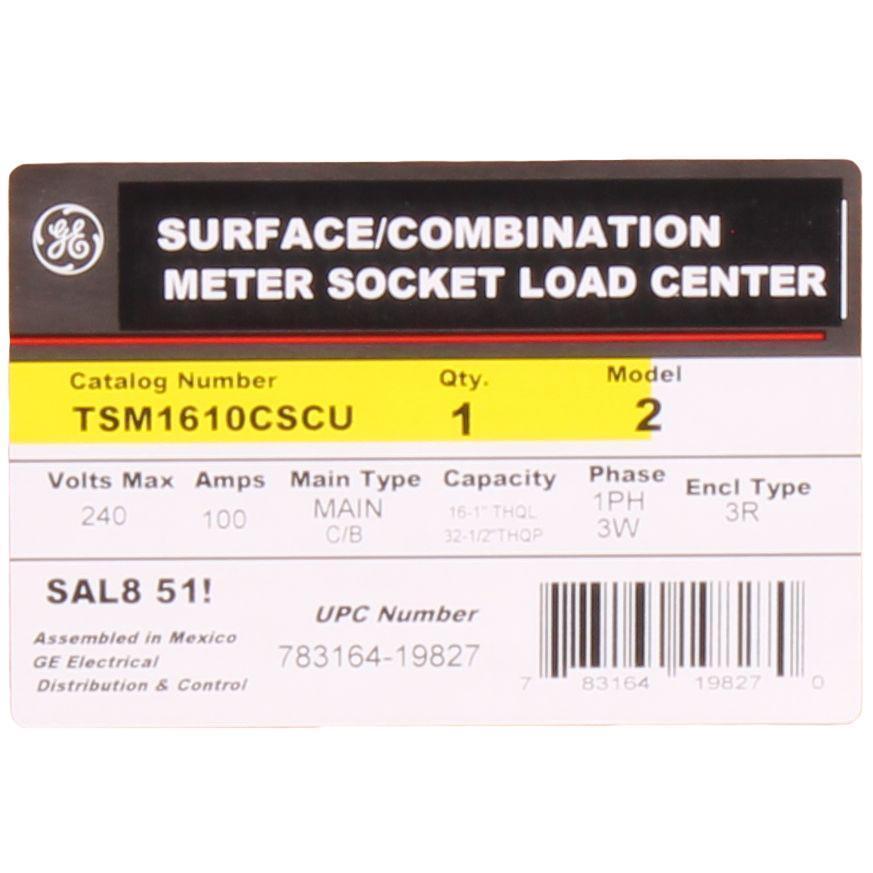 TSM1610CSCU GE METER SOCKET LOAD CENTER 16-CIRCUIT