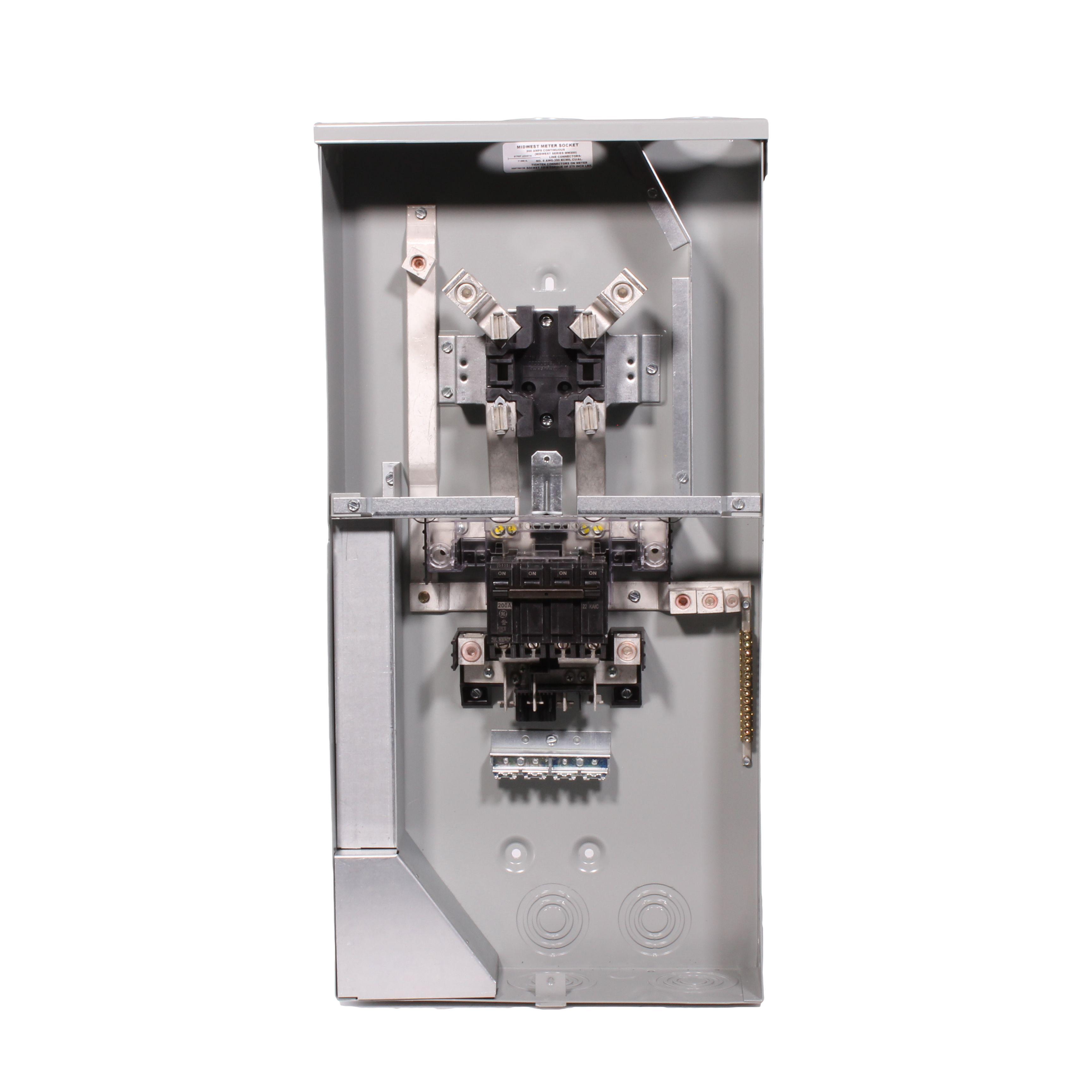 TSM420CSCU GE 200A METER SOCKET DISCONNECT COMBO OH/UG FOR MOBILE HOMES N3R 22KAIC FEEDTHRU LUGS (M281CB1 MIDWEST)