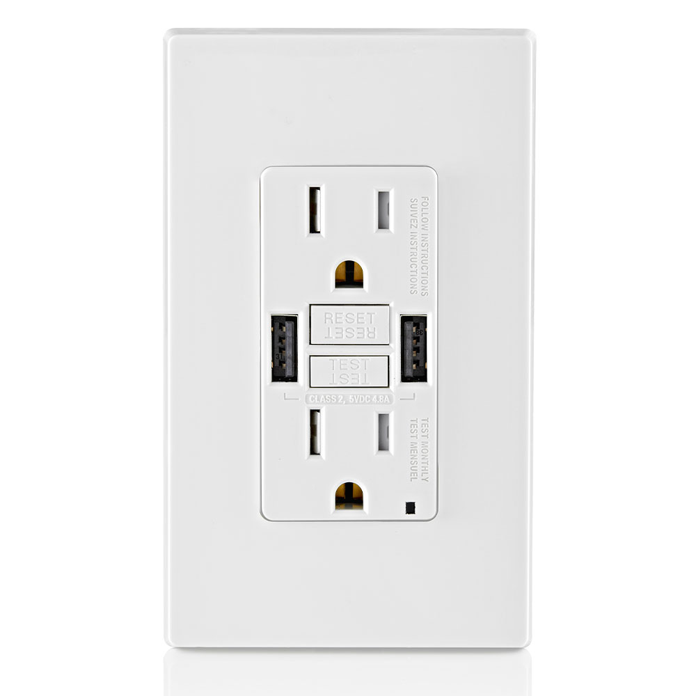 GUSB1-W LEVITON GFCI COMBO USB CHARGER ZZZZ