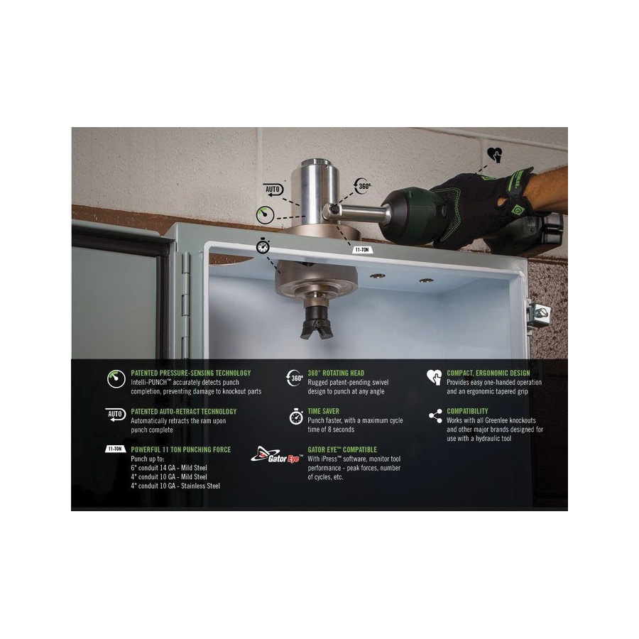 LS100X11A GREENLEE INTELLIPUNCH 11-TON SET, W/CASE&BATT 78331006482