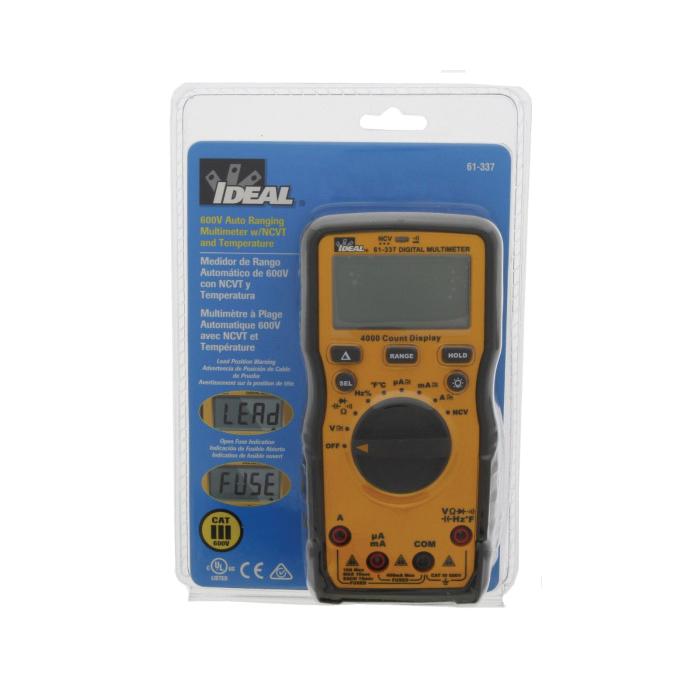 61-337 IDEAL 600V AUTO RANGE MULTIMETER W/NCVT & TEMP