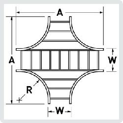 LD-4A-HX12-12 CABLOFIL ALUMINUM LADDER FITTING, HORIZONTAL CROSS, 9" RUNG SPACING, 4" SIDE RAIL, 12" RADIUS, 12" WIDTH 80038808460