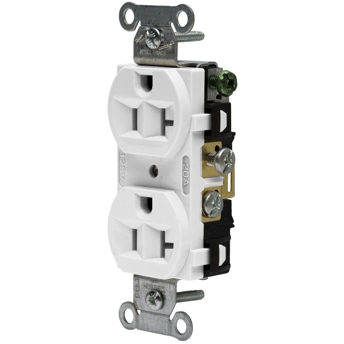 5362AW HUBBELL RCPT, DUP SB, HUBPRO, 20A 125V, FG, WH..
