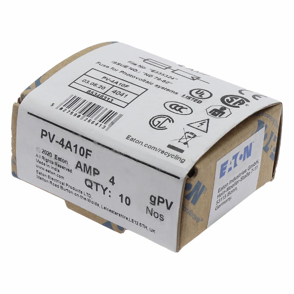 PV-4A10F BUSSMANN 4AMP 1000V DC SOLAR FERRULE 10 X 38MM