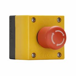 M22-C1-M13H CH ASSEMBLED 40MM E-STOP STATION YELLOW ENCLOSURE TWIST RELEASE 1NO