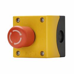 M22-C1-M13H CH ASSEMBLED 40MM E-STOP STATION YELLOW ENCLOSURE TWIST RELEASE 1NO