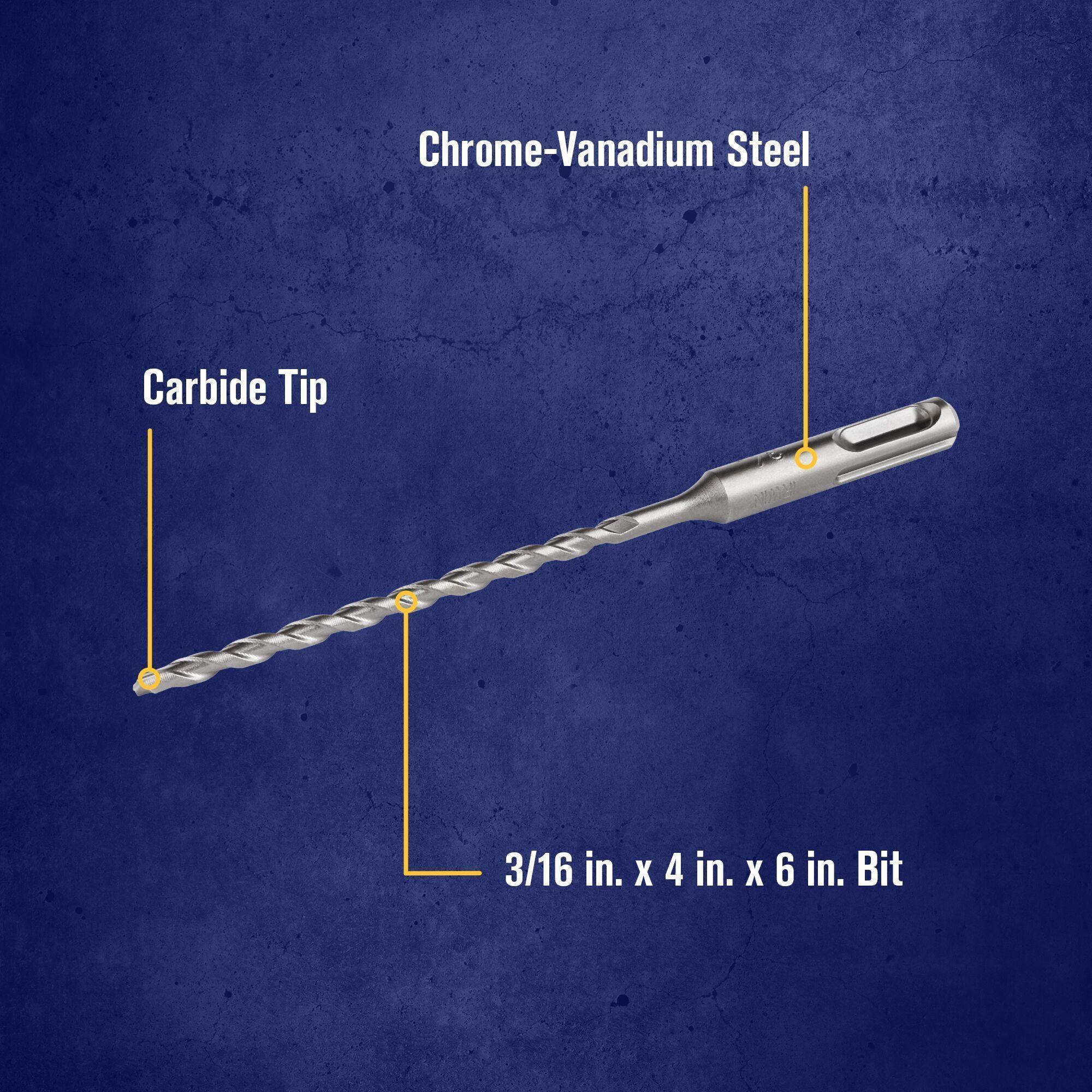 322004 IRWIN DRILL BIT, 3/16 X 4 X 6 SPEEDHAMMER PLUS