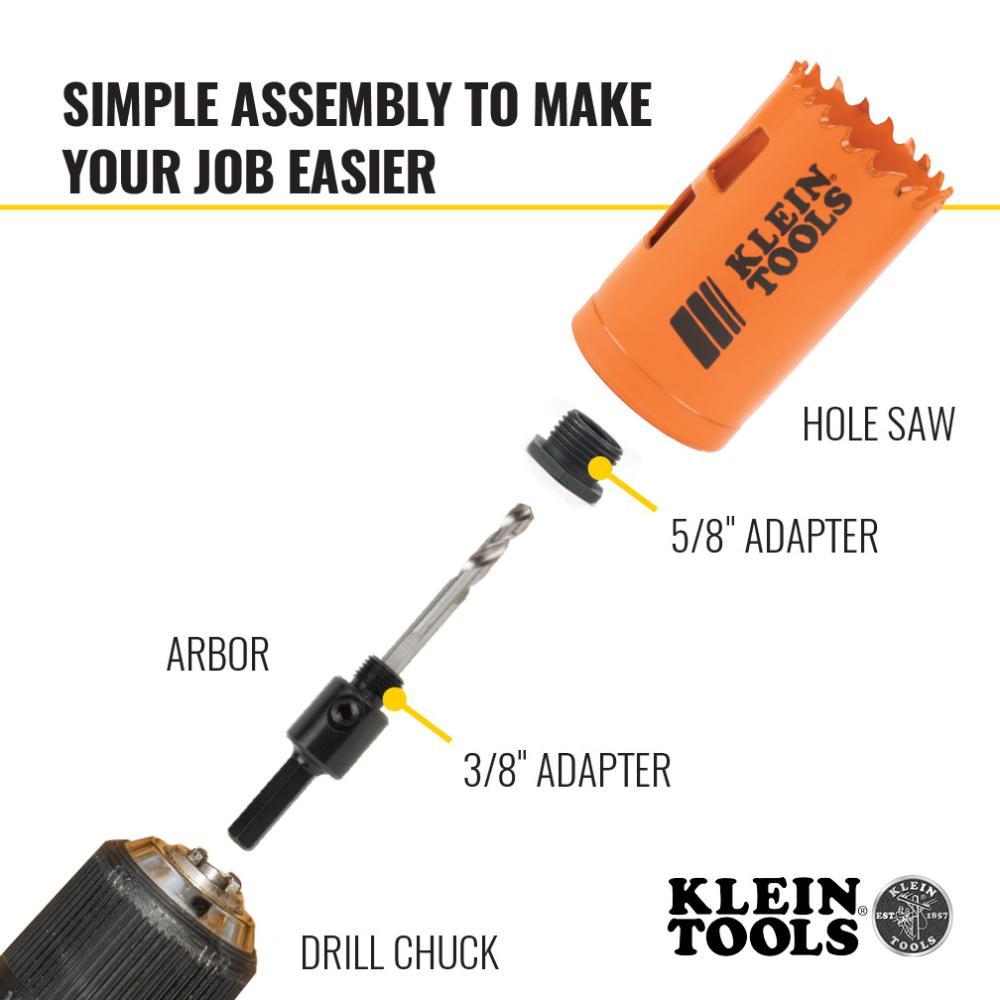 32905 KLEIN 3-PIECE HOLE SAW KIT W/ ARBOR