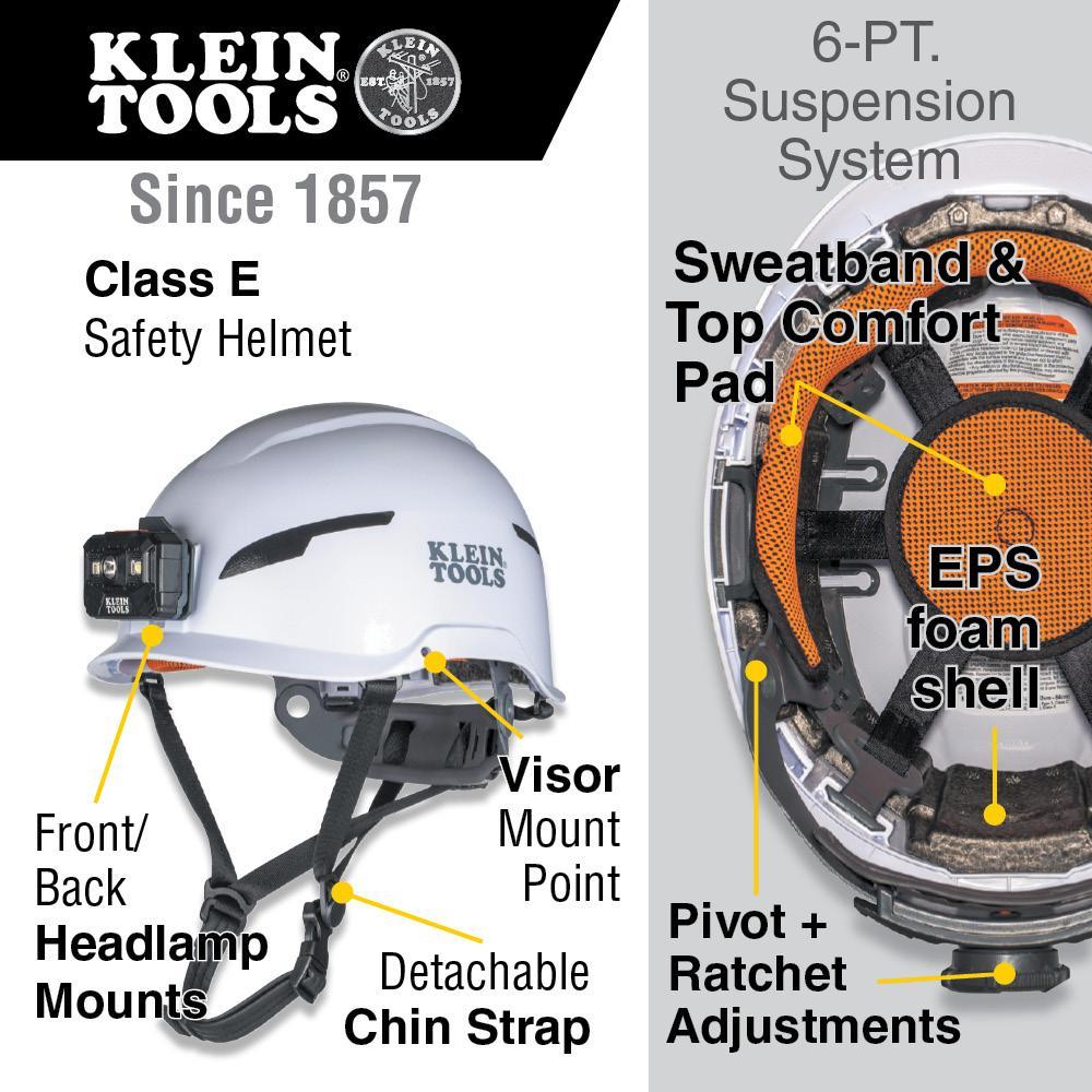 60525 KLEIN SAFETY HELMET, CLASS E, W/LAMP