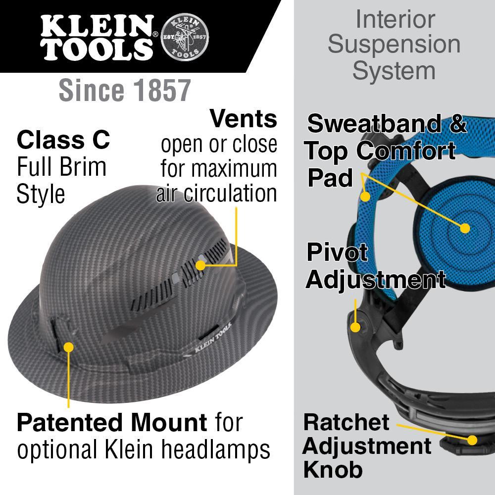 60626 KLEIN KARBN FULL BRIM HARD HAT, CLASS C