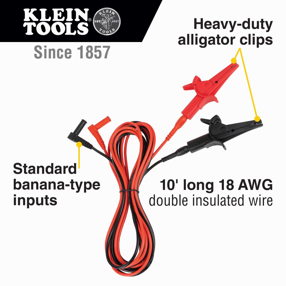 69367 KLEIN ALLIGATOR CLIP TEST LEADS, 10-FOOT