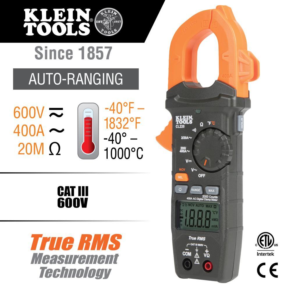 CL220 KLEIN DIGITAL CLAMP METER WITH TEMP