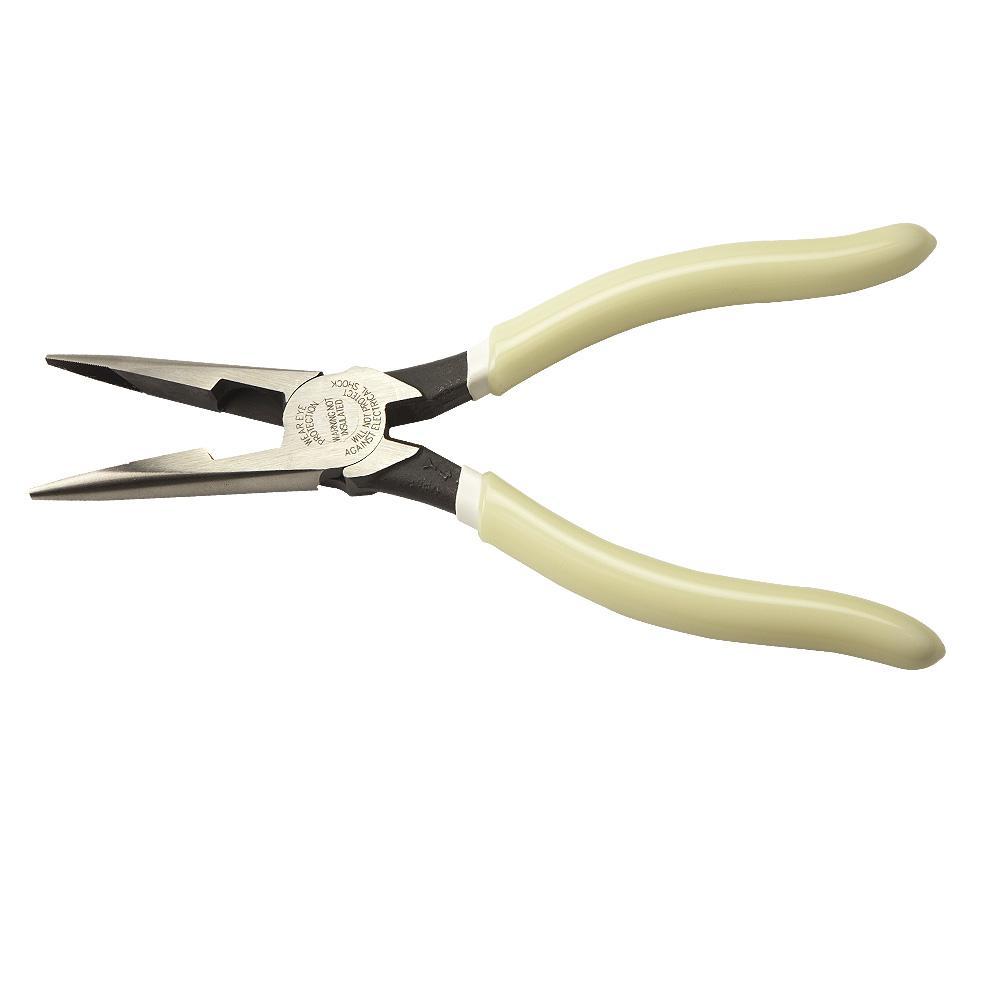 D203-8-GLW KLEIN HI-VIZ LONG-NOSE SIDE CUTTERS