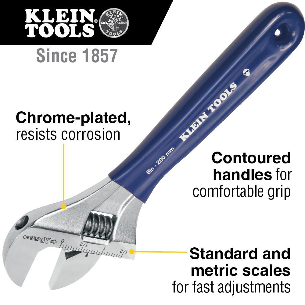 D509-8 KLEIN EXTRA-WIDE JAW 8'' (203 MM) ADJUSTABLE WRENCH