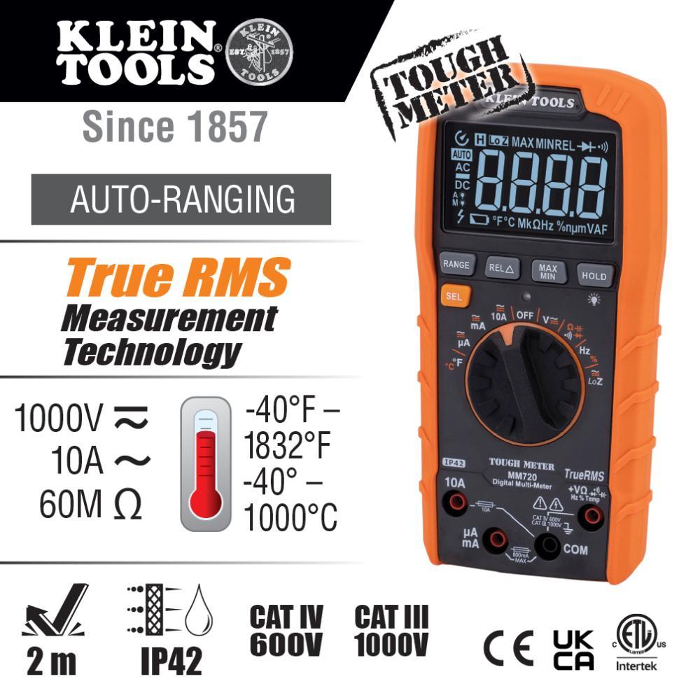 MM720 KLEIN DIGITAL MULTIMETER, TRMS AUTO 1000V