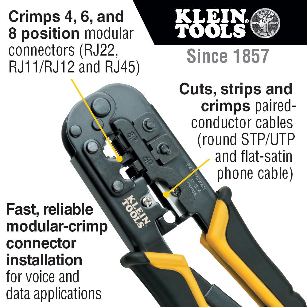VDV226-011-SEN KLEIN RATCHETING MODULAR CUTTER/STRIPPER/CRIMPER