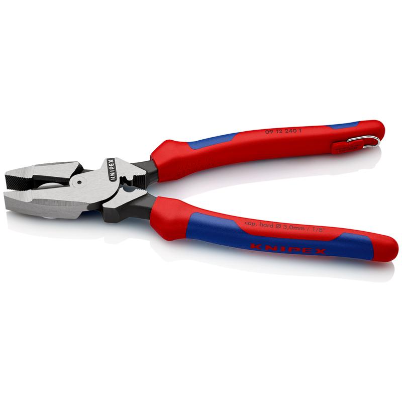0912240TBKA KNIPEX-TOOL 09 12 240 T BKA 9 3/4IN HIGH LEVERAGE LINEMANS PLIERS NEW ENGLAND WITH TAPE PULLER & CRIMPER-TETHERED ATTACHMENT