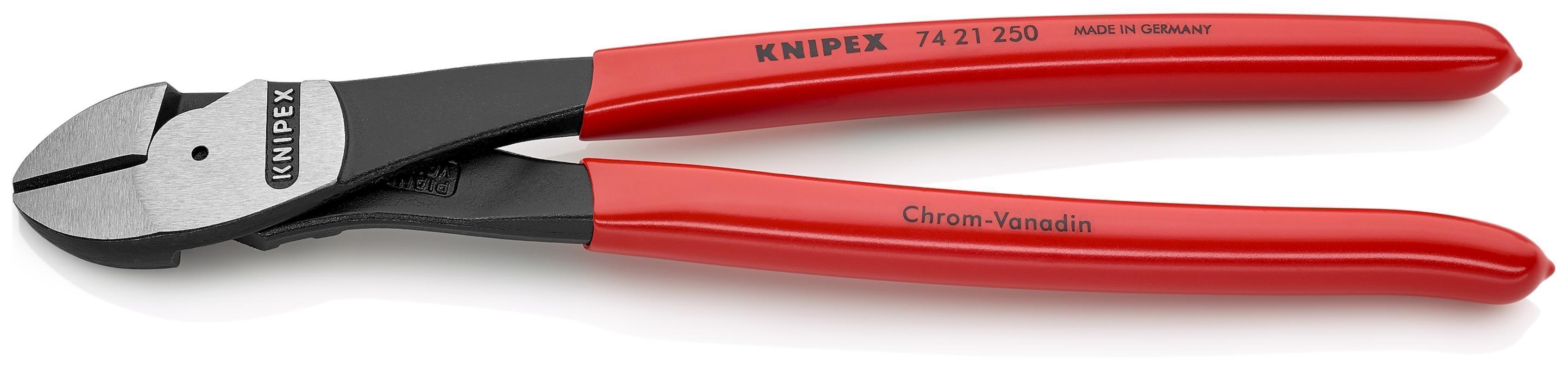 7421250SBA KNIPEX-TOOL 74 21 250 SBA 10IN HIGH LEVERAGE 12 ANGLED DIAGONAL CUTTERS