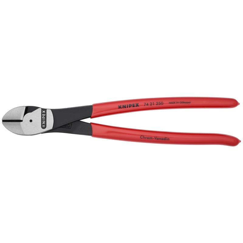 7421250SBA KNIPEX-TOOL 74 21 250 SBA 10IN HIGH LEVERAGE 12 ANGLED DIAGONAL CUTTERS