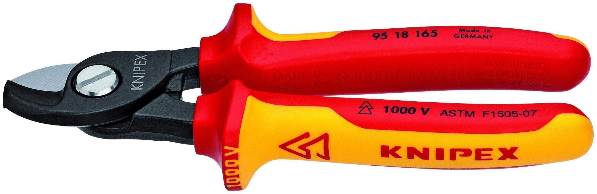 9518165SBA KNIPEX-TOOL 95 18 165 SBA 6 1/2IN CABLE SHEARS-1000V INSULATED