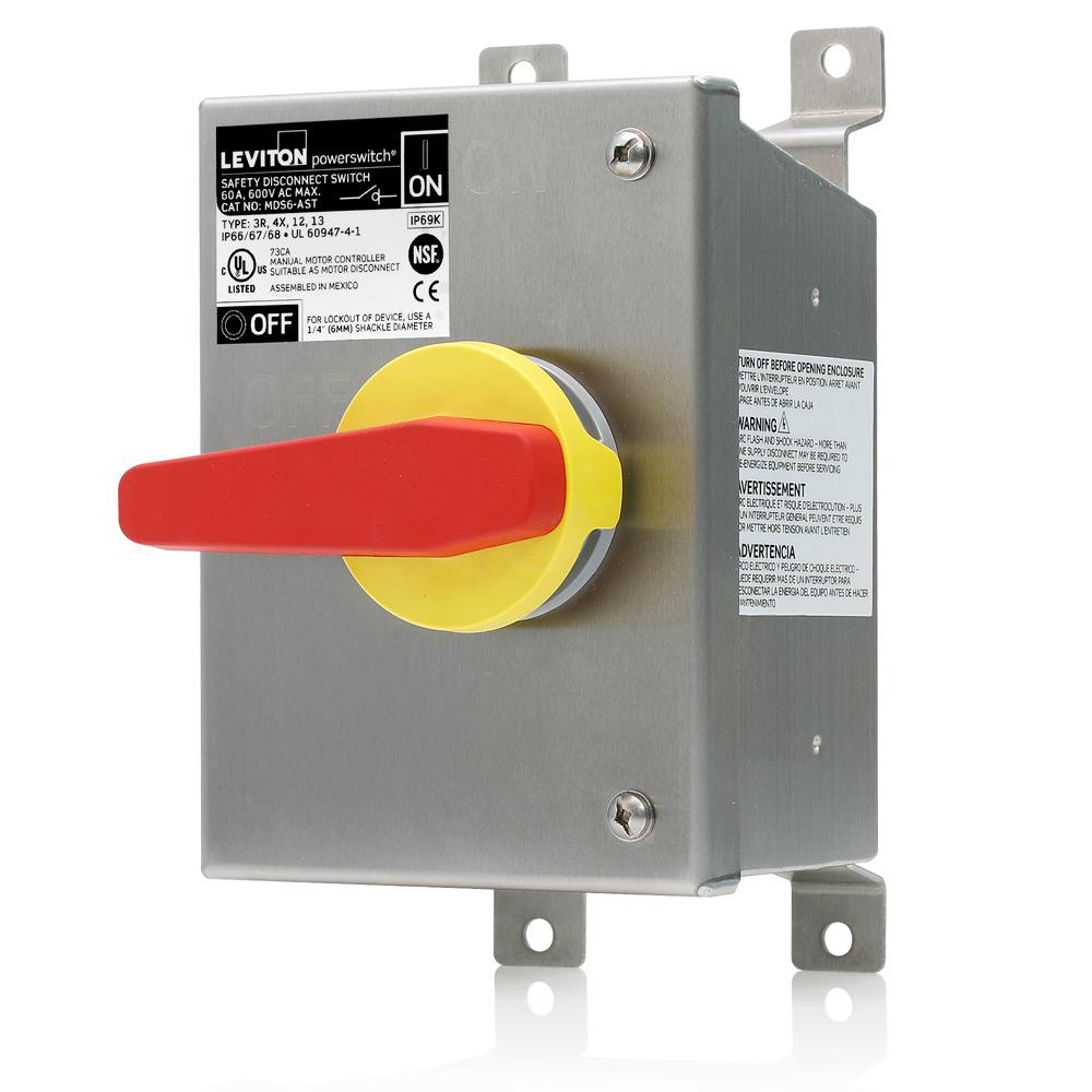 MDS6-AST LEVITON SLOPE TOP N/F DISC SW 60A-600V SS W AUX
