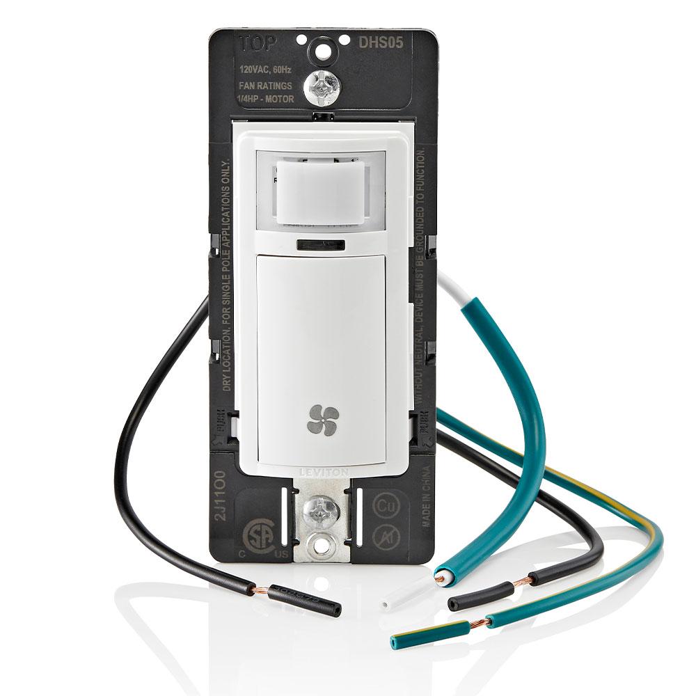 DHS05-1LW LEVITON WH HUMID SENSOR 5A120V 1/4HP FAN
