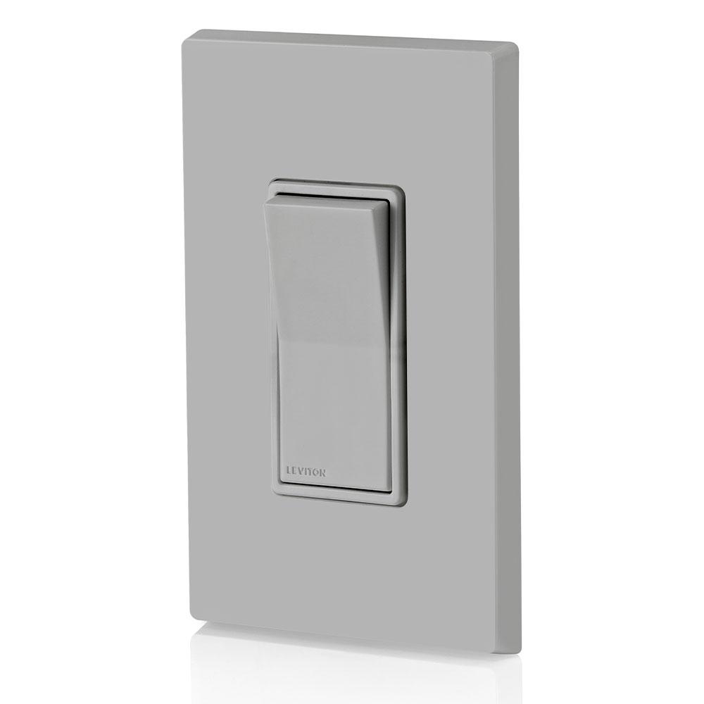 W5601-2GY LEVITON WR SWITCH SINGLE POLE 15A-120/277V GRAY