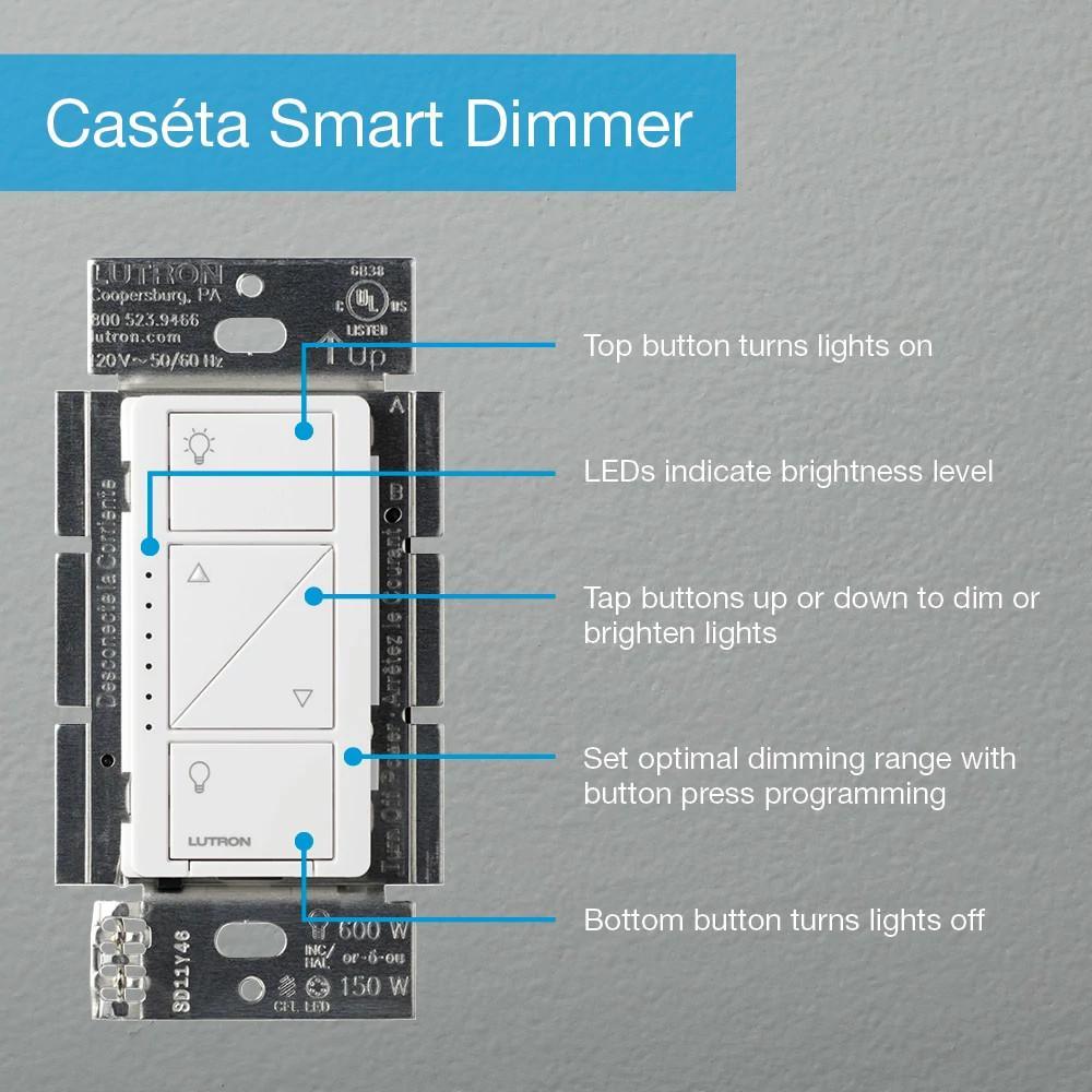 PD-6WCL-WH LUTRON CASETA 600W WALLBOX RF DIMMER