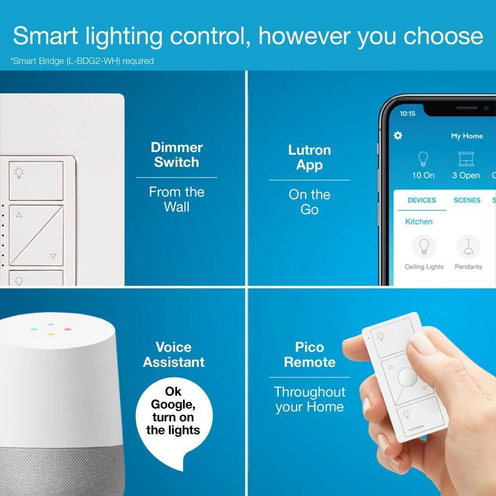 PD-6WCL-WH LUTRON CASETA 600W WALLBOX RF DIMMER