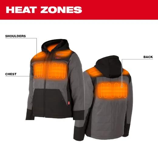 205G-21XL MILWAUKE HEATED HOODED JACKET KIT GRAY XL