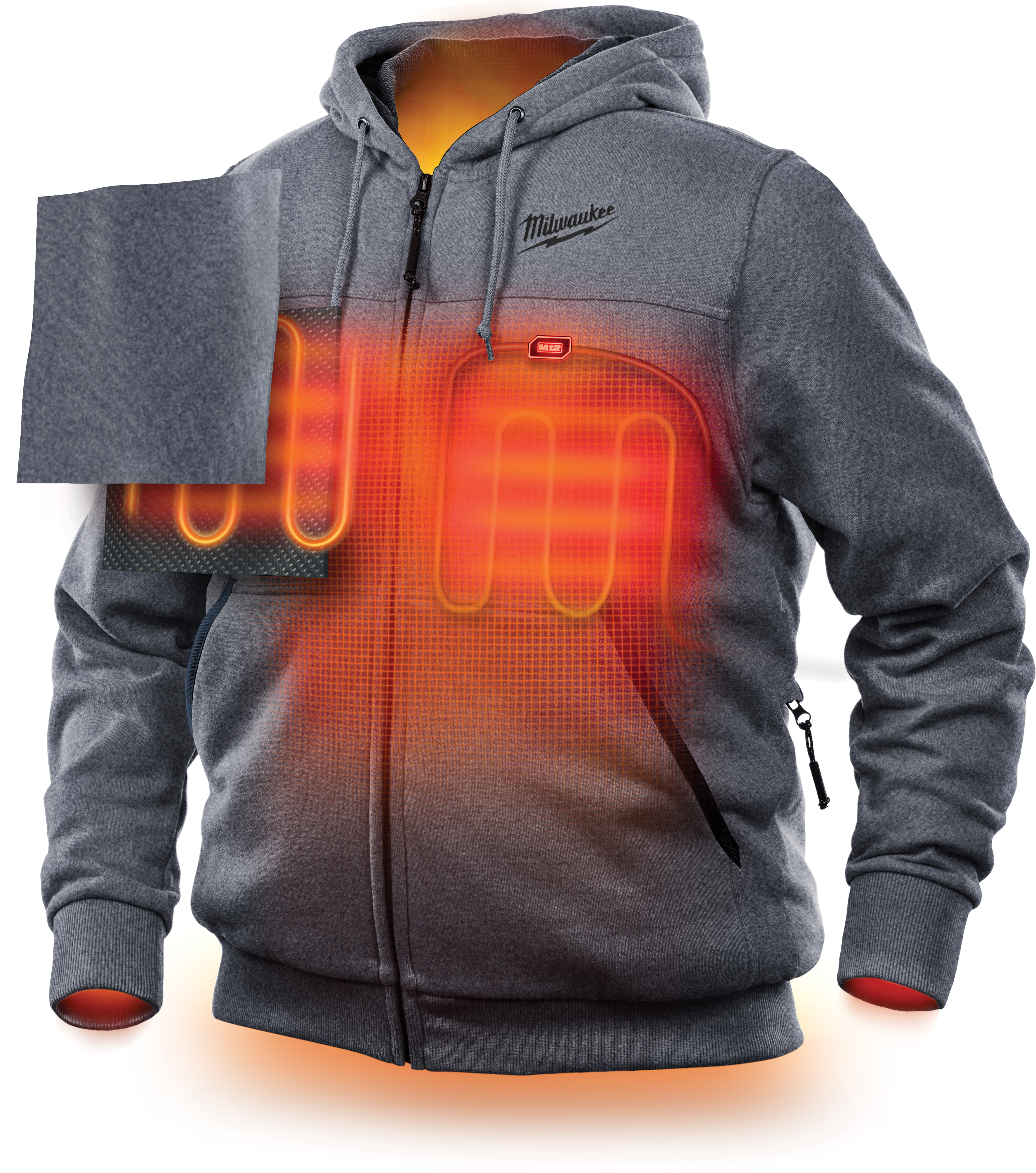 302G-20XL MILWAUKE M12 HEATED HOODIE ONLY XL (GRAY)