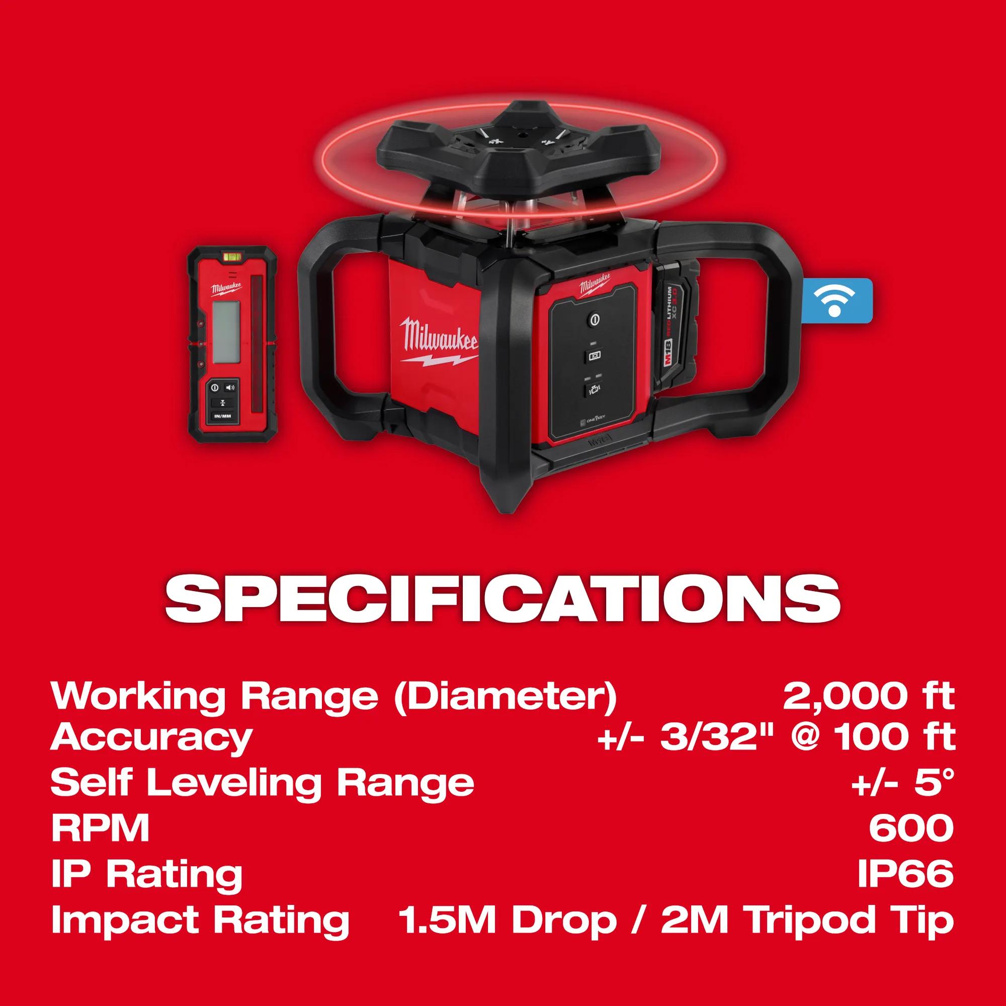 3701-21T MILWAUKE M18 RED EXTERIOR ROTARY LASER KIT