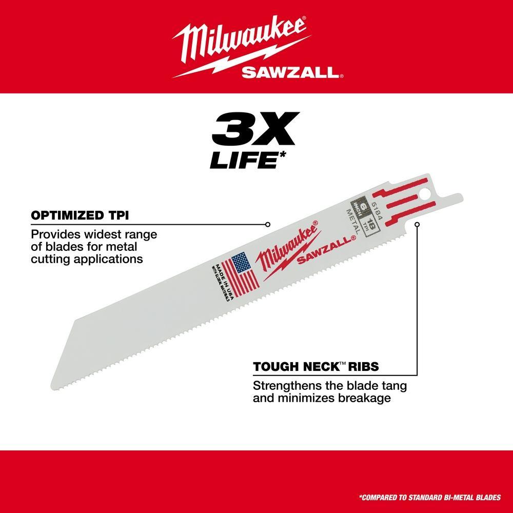 48-01-6187 MILWAUKE 9" 14 TPI SAWZALL BLADES (50)