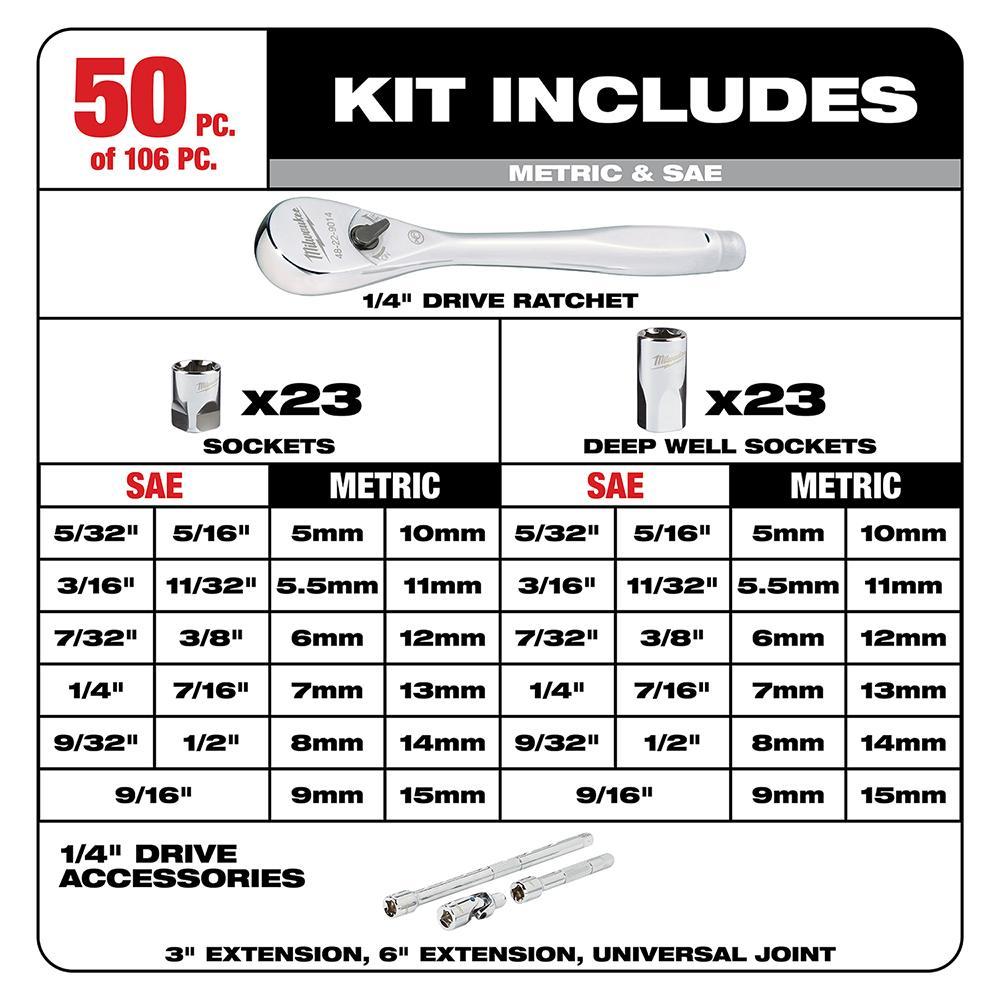 48-22-9486 MILWAUKE RATCHET/SOCKET SET