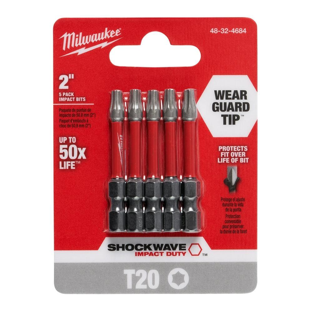 48-32-4684 MILWAUKE SHOCKWAVE 2"" T20 5PK
