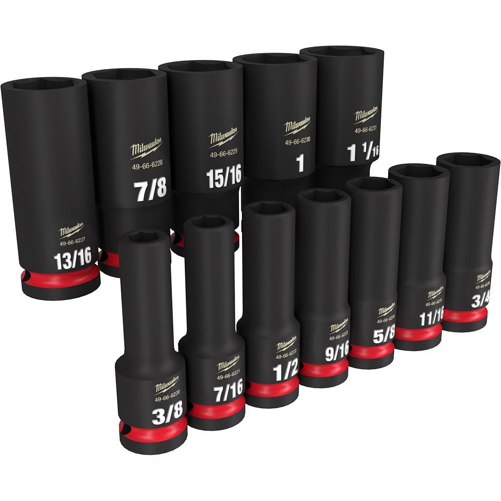49-66-7011 MILWAUKE 12PC 1/2 DR SAE DP 6PT IMP SCKT SET