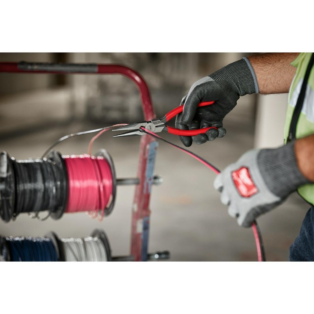MT505 MILWAUKE 8" LONG NOSE DIPPED GRIP PLIERS USA