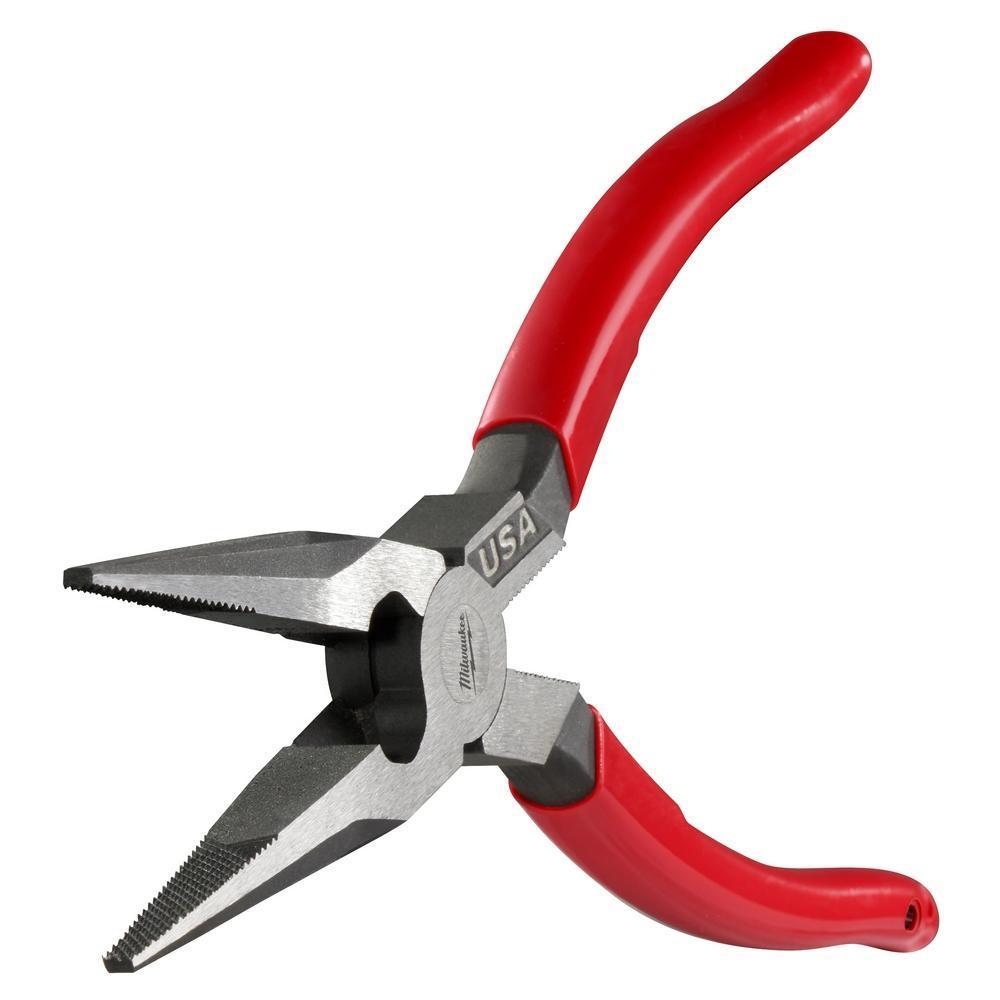 MT505 MILWAUKE 8" LONG NOSE DIPPED GRIP PLIERS USA