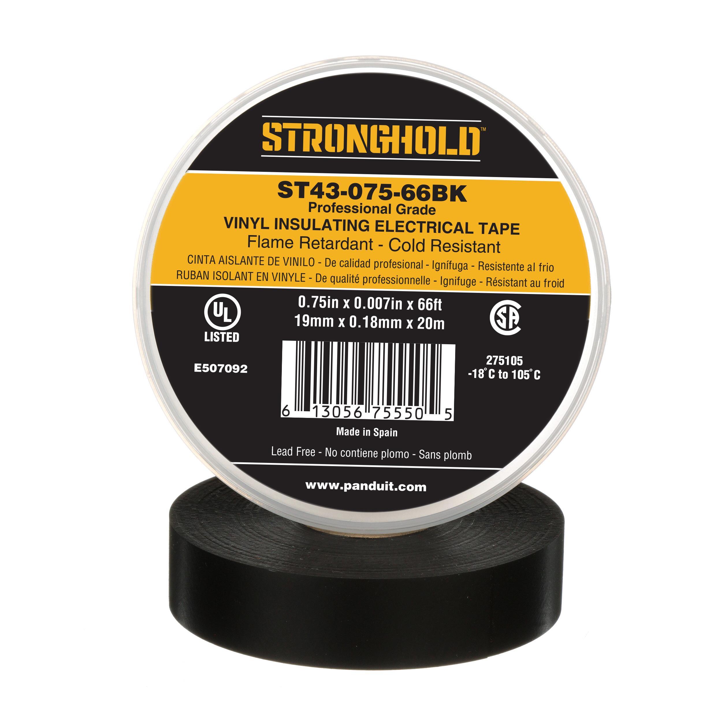 ST43-075-66BK PAN STRONGHOLD ELEC TAPE BLACK PVC PROF GRADE 0.75" 0.007"