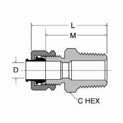 68CA-4-4 COMPRESS-ALIGN 1/4 OD COMP X 1/4 MIP BRS MALE ADAPTER PARKER FSC