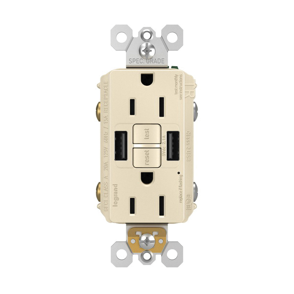 1597TRUSBAALA P&S SELF-TEST GFCI RECEP TR 15A W/ USB AA LA