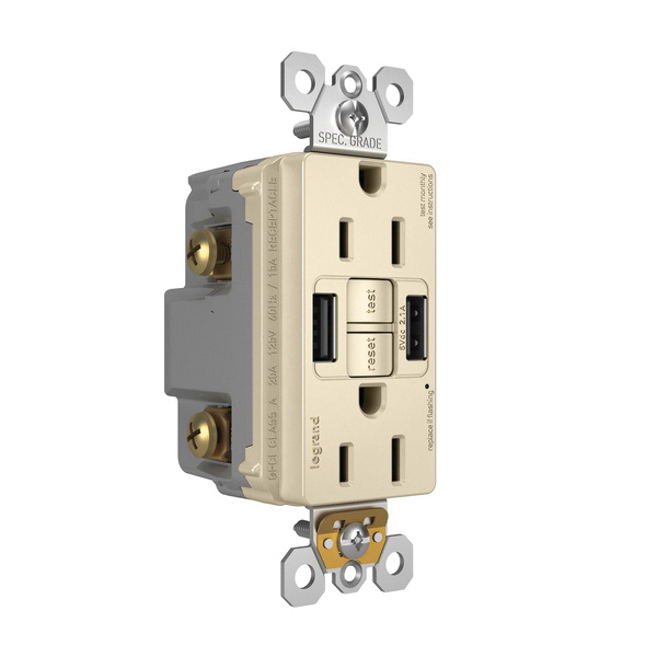 1597TRUSBAALA P&S SELF-TEST GFCI RECEP TR 15A W/ USB AA LA