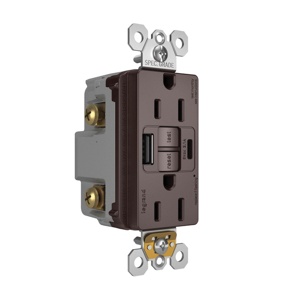 1597TRUSBACDBC4 P&S SELF-TEST GFCI REC TR 15A W/ USB AC DBC4