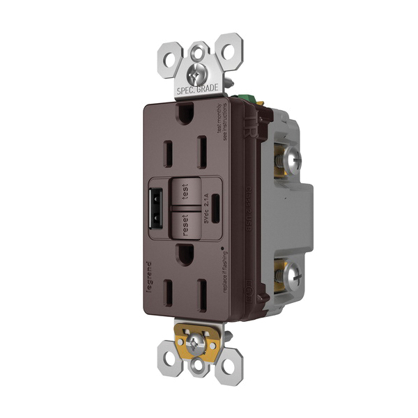 1597TRUSBACDBC4 P&S SELF-TEST GFCI REC TR 15A W/ USB AC DBC4