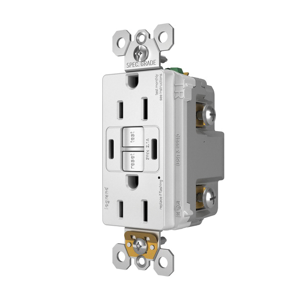 1597TRUSBCCW P&S SELF-TEST GFCI RECEP TR 15A W/ USB CC W..