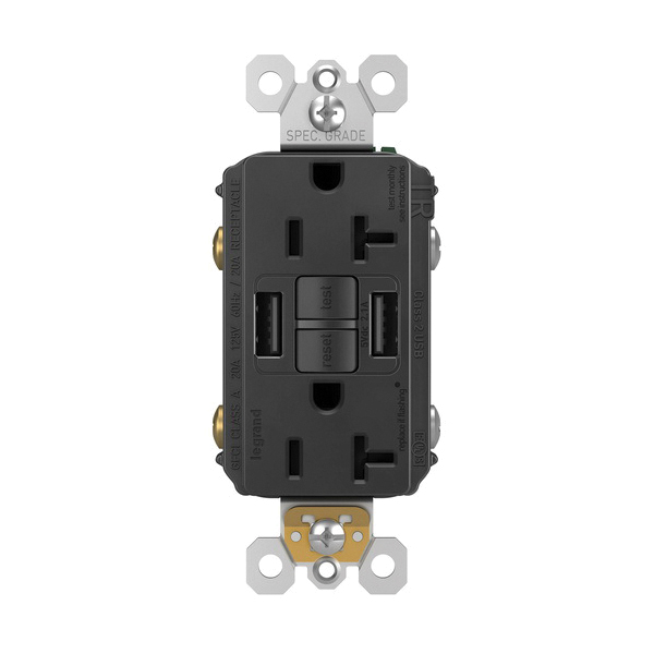 2097TRUSBAABK P&S SELF-TEST GFCI RECEP TR 20A W/ USB AA BK..