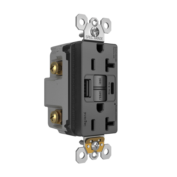 2097TRUSBACBK P&S 20A TAMPER RESISTANT SELF TEST GFCI USB/AC OUTLET