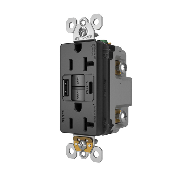 2097TRUSBACBK P&S 20A TAMPER RESISTANT SELF TEST GFCI USB/AC OUTLET
