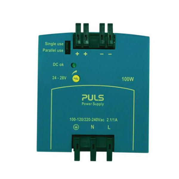 ML100.100 PULS MINILINE POWER SUPPLY INPUT 1PHASE 115/230V OUTPUT 24-28VDC 3.6-4.2AMP 100WATT W73XH75XD103MM SPRING CLAMP MINILINE